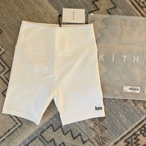 NWT Kith Women Jen Biker Short in White Size Small with dark green Kith logo
